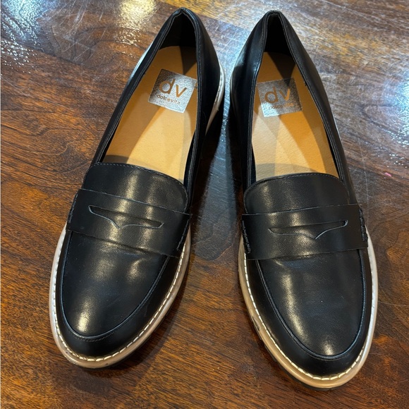 Dolce Vita Black Slip-On Loafers with White Trim - Picture 5 of 5